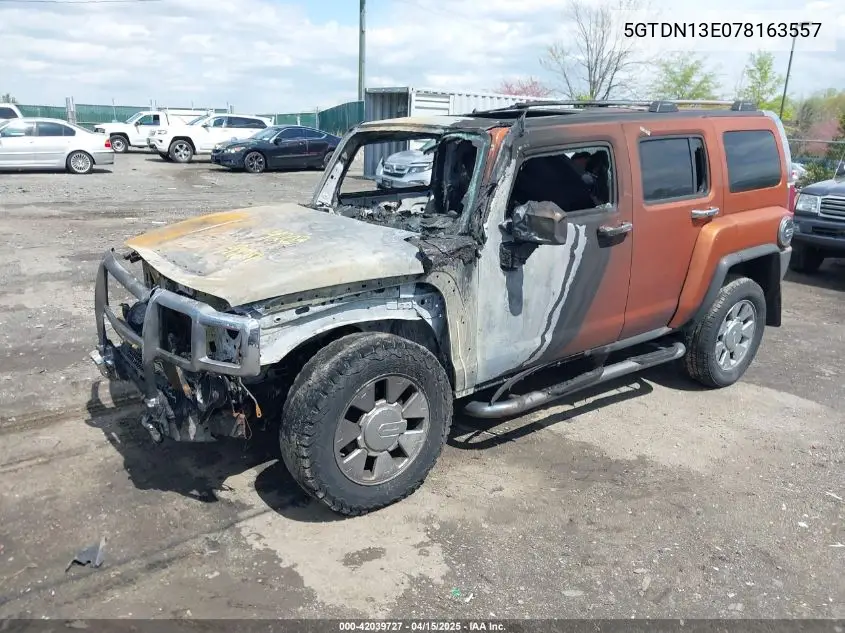 2007 Hummer H3 Suv VIN: 5GTDN13E078163557 Lot: 42039727