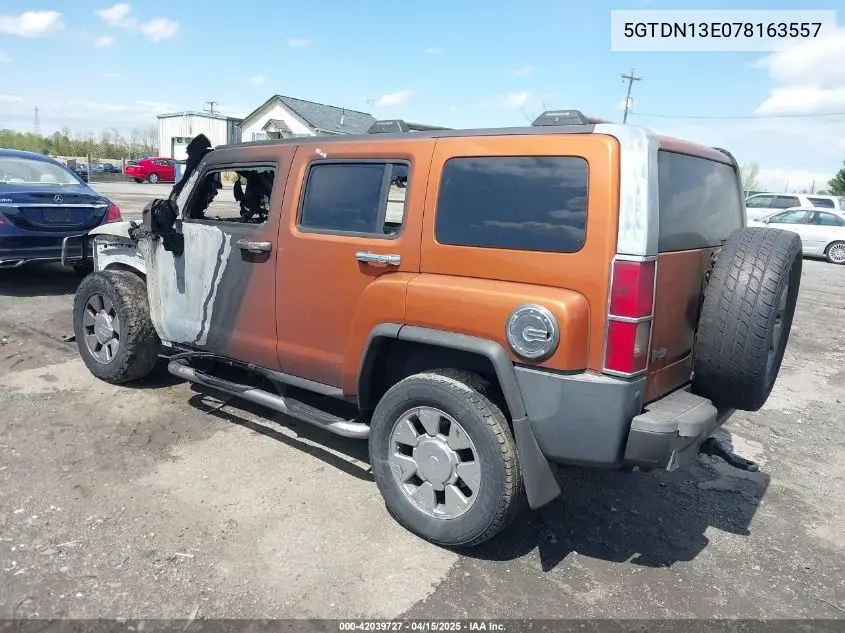 2007 Hummer H3 Suv VIN: 5GTDN13E078163557 Lot: 42039727