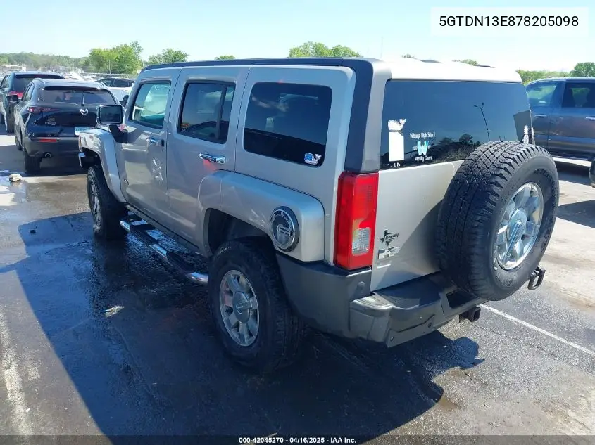 2007 Hummer H3 Suv VIN: 5GTDN13E878205098 Lot: 42045270