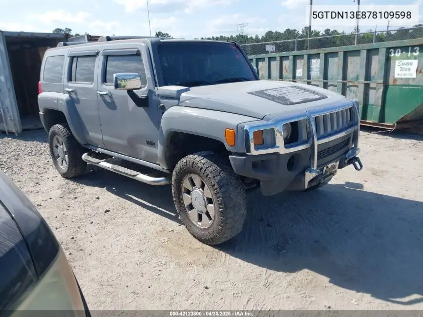 2007 Hummer H3 Suv VIN: 5GTDN13E878109598 Lot: 42123800