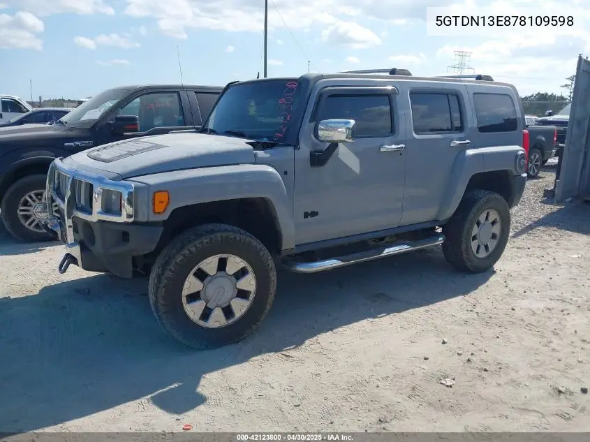 2007 Hummer H3 Suv VIN: 5GTDN13E878109598 Lot: 42123800
