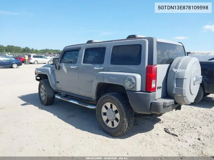 2007 Hummer H3 Suv VIN: 5GTDN13E878109598 Lot: 42123800