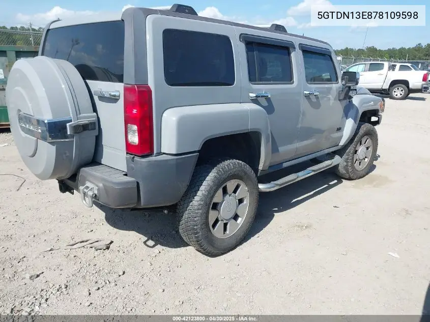 2007 Hummer H3 Suv VIN: 5GTDN13E878109598 Lot: 42123800