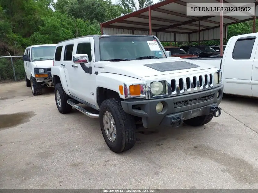 2007 Hummer H3 Suv VIN: 5GTDN13E878233502 Lot: 42132514