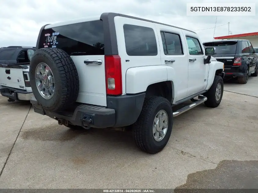 2007 Hummer H3 Suv VIN: 5GTDN13E878233502 Lot: 42132514