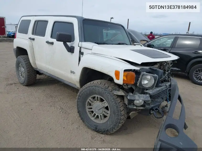 2007 Hummer H3 Suv VIN: 5GTDN13E378184984 Lot: 42151379