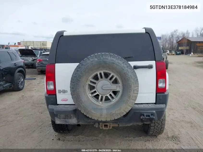 2007 Hummer H3 Suv VIN: 5GTDN13E378184984 Lot: 42151379