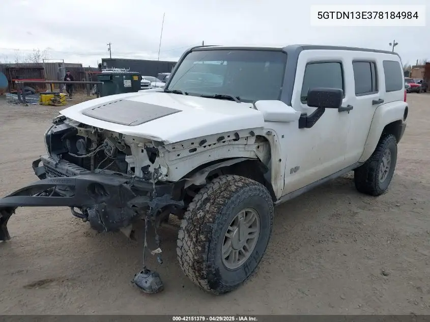2007 Hummer H3 Suv VIN: 5GTDN13E378184984 Lot: 42151379