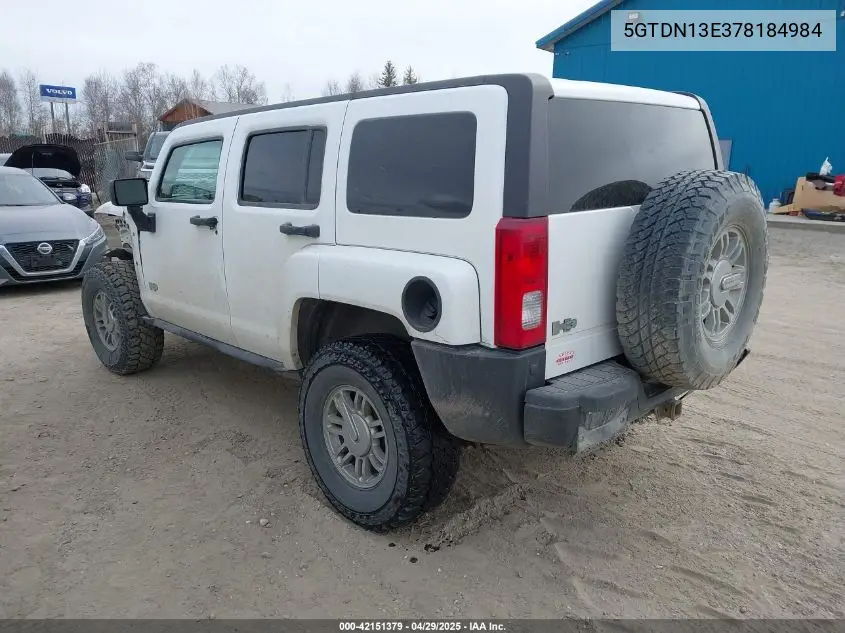 2007 Hummer H3 Suv VIN: 5GTDN13E378184984 Lot: 42151379
