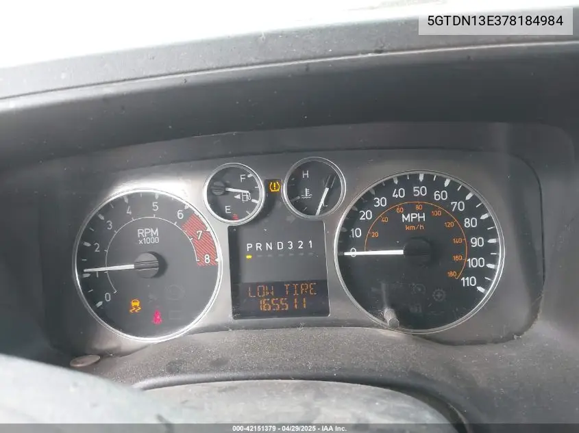 2007 Hummer H3 Suv VIN: 5GTDN13E378184984 Lot: 42151379