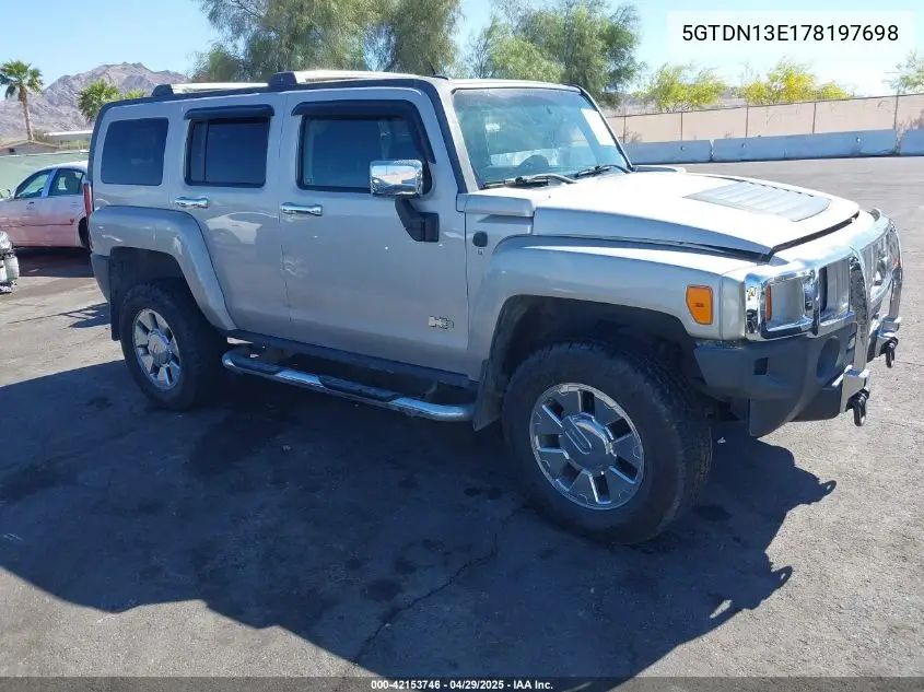 2007 Hummer H3 Suv VIN: 5GTDN13E178197698 Lot: 42153746
