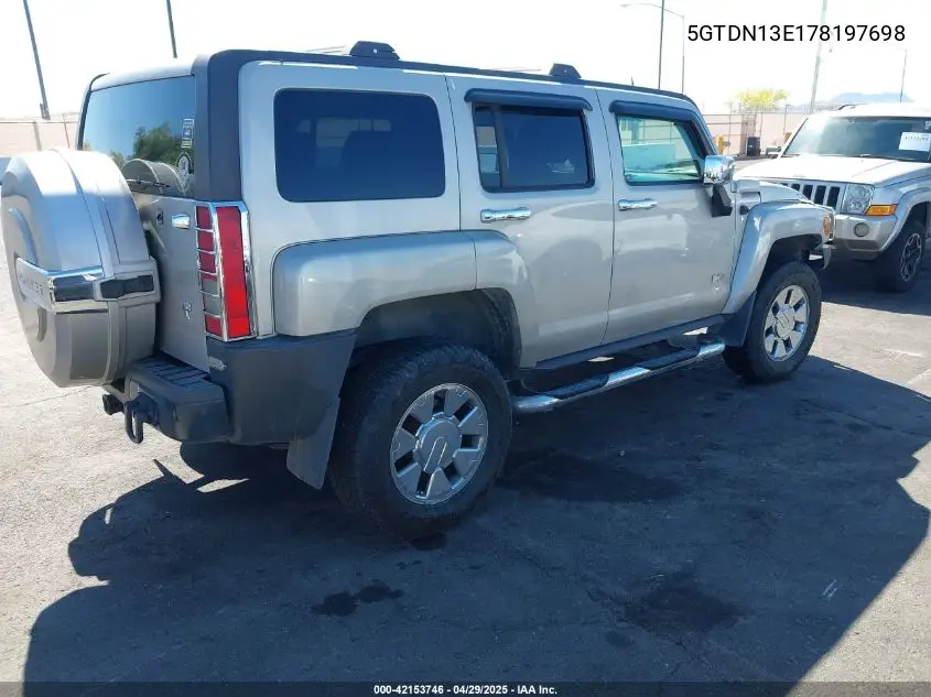 2007 Hummer H3 Suv VIN: 5GTDN13E178197698 Lot: 42153746