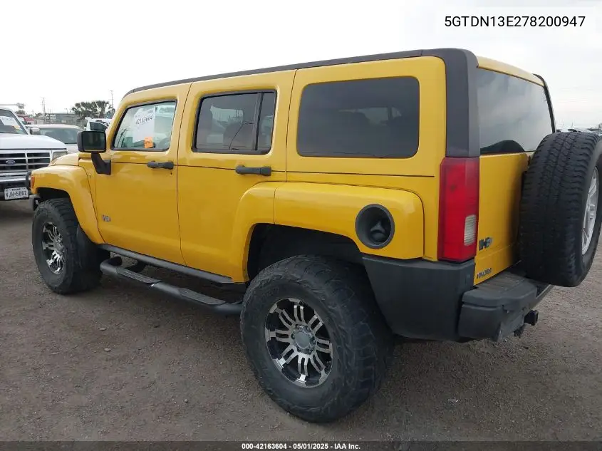 2007 Hummer H3 Suv VIN: 5GTDN13E278200947 Lot: 42163604