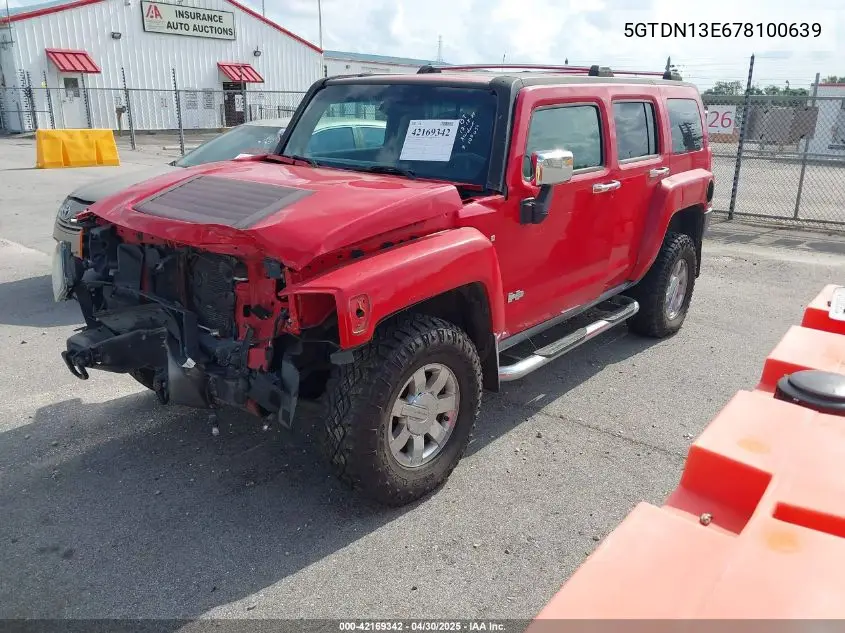 2007 Hummer H3 Suv VIN: 5GTDN13E678100639 Lot: 42169342