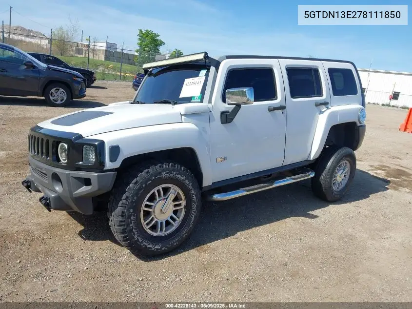 2007 Hummer H3 Suv VIN: 5GTDN13E278111850 Lot: 42228143