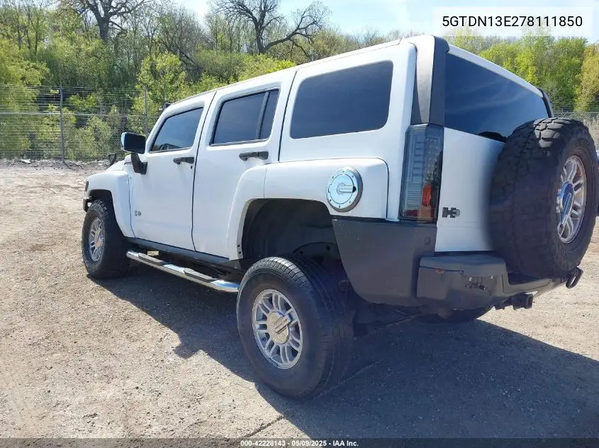 2007 Hummer H3 Suv VIN: 5GTDN13E278111850 Lot: 42228143