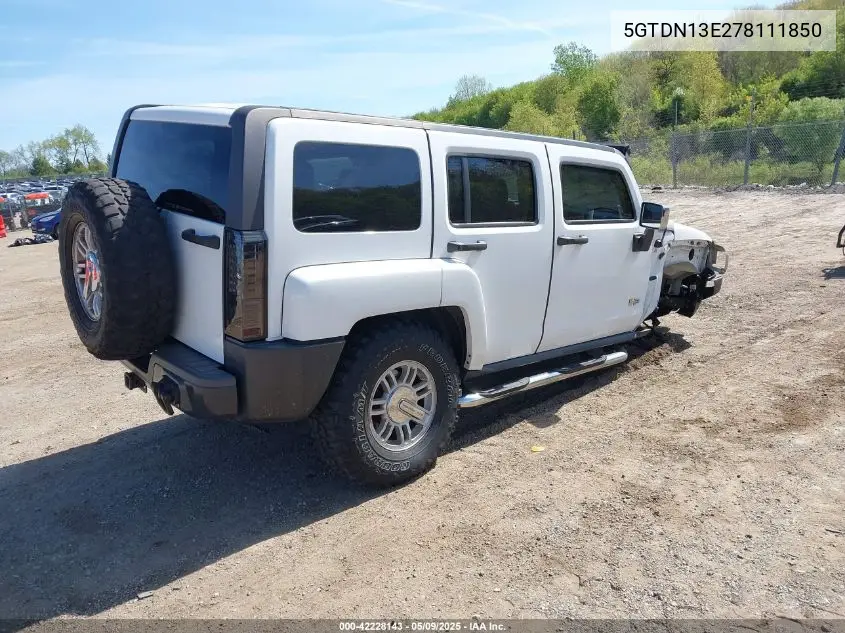 2007 Hummer H3 Suv VIN: 5GTDN13E278111850 Lot: 42228143