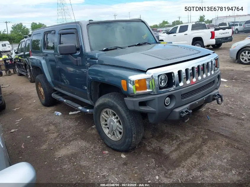 2007 Hummer H3 Suv VIN: 5GTDN13E678194764 Lot: 42246700