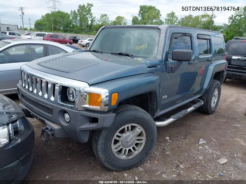2007 Hummer H3 Suv VIN: 5GTDN13E678194764 Lot: 42246700