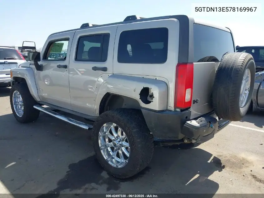 2007 Hummer H3 Suv VIN: 5GTDN13E578169967 Lot: 42497338