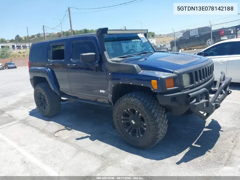 2007 Hummer H3 Suv VIN: 5GTDN13E078142188 Lot: 42515198