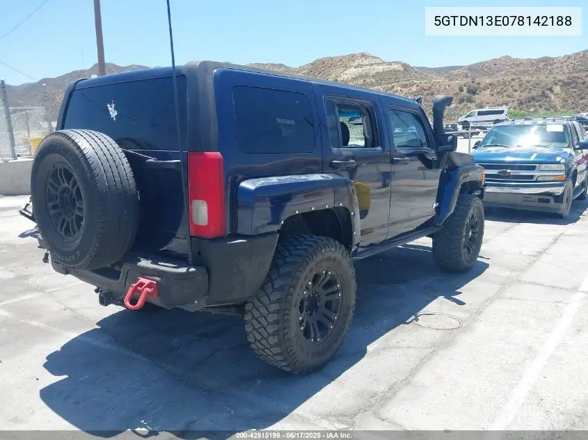 2007 Hummer H3 Suv VIN: 5GTDN13E078142188 Lot: 42515198