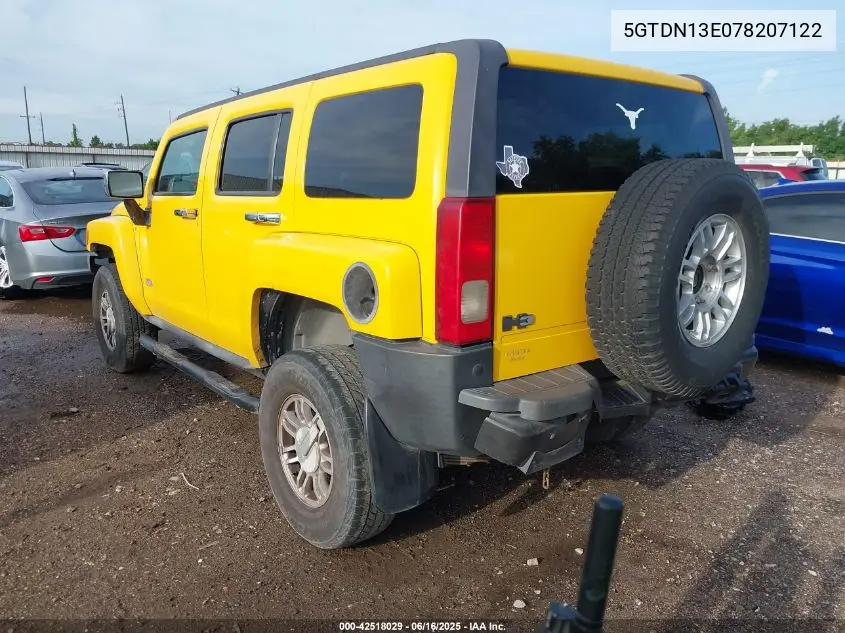 2007 Hummer H3 Suv VIN: 5GTDN13E078207122 Lot: 42518029