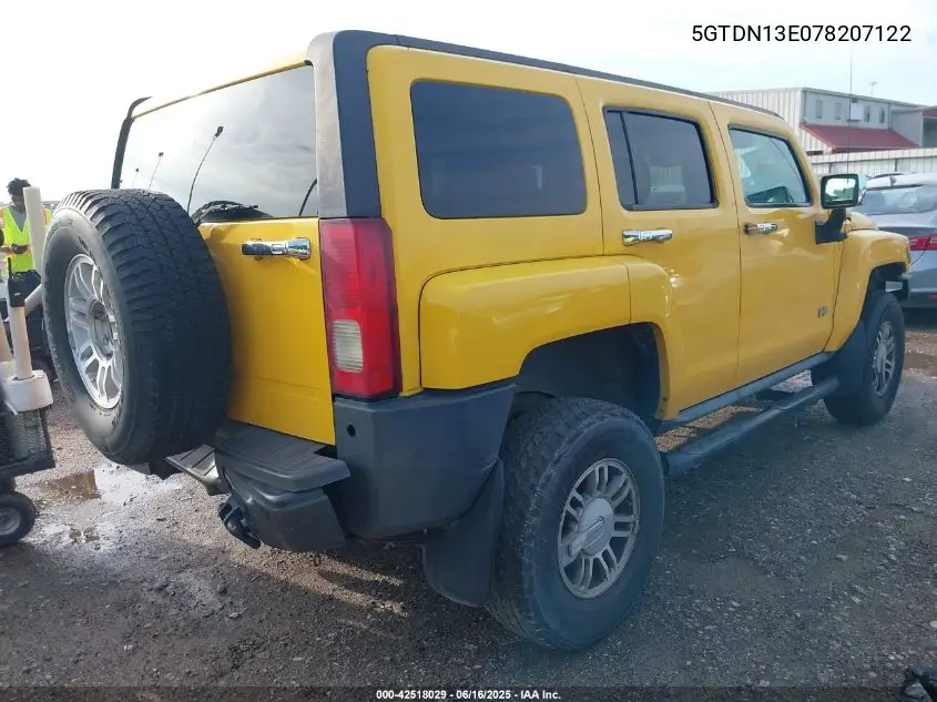 2007 Hummer H3 Suv VIN: 5GTDN13E078207122 Lot: 42518029