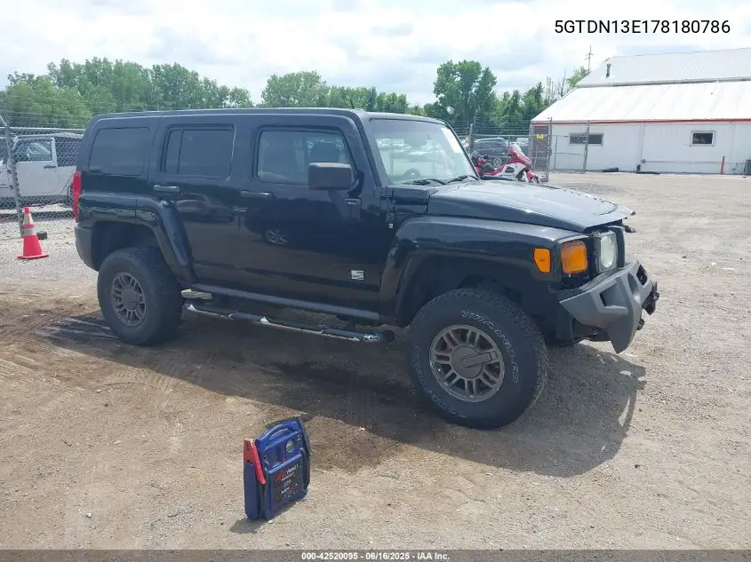 2007 Hummer H3 Suv VIN: 5GTDN13E178180786 Lot: 42520095