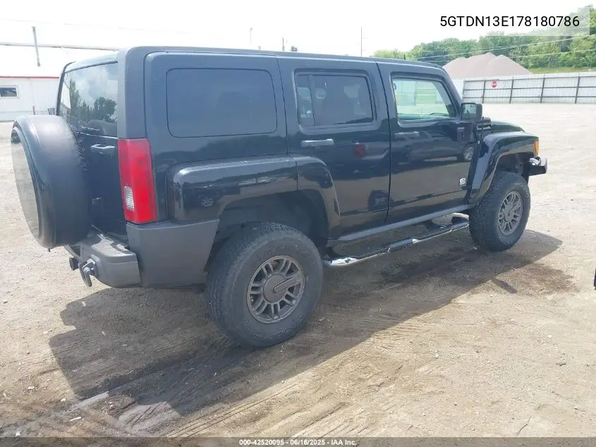 2007 Hummer H3 Suv VIN: 5GTDN13E178180786 Lot: 42520095