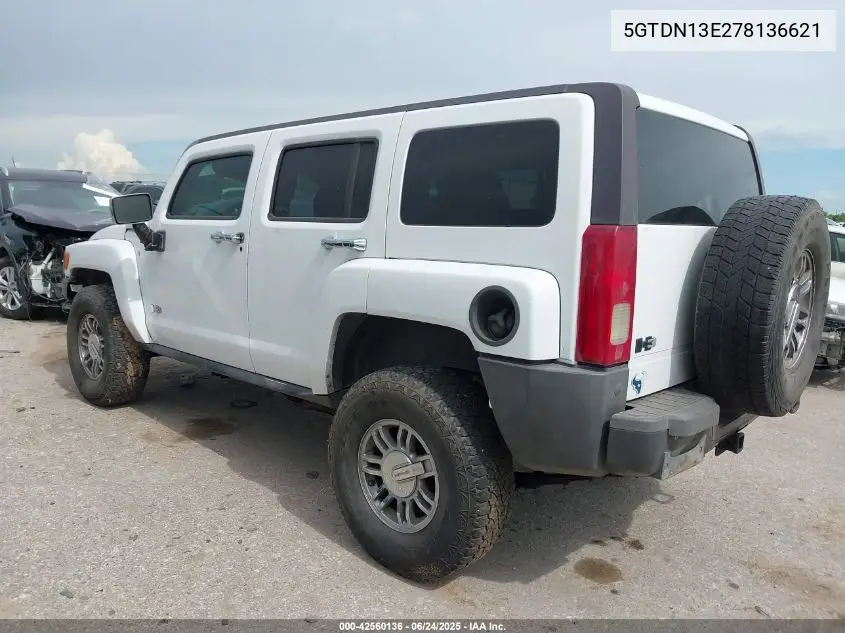 2007 Hummer H3 Suv VIN: 5GTDN13E278136621 Lot: 42560136