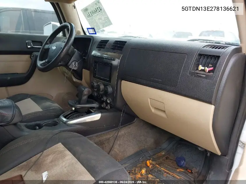 2007 Hummer H3 Suv VIN: 5GTDN13E278136621 Lot: 42560136