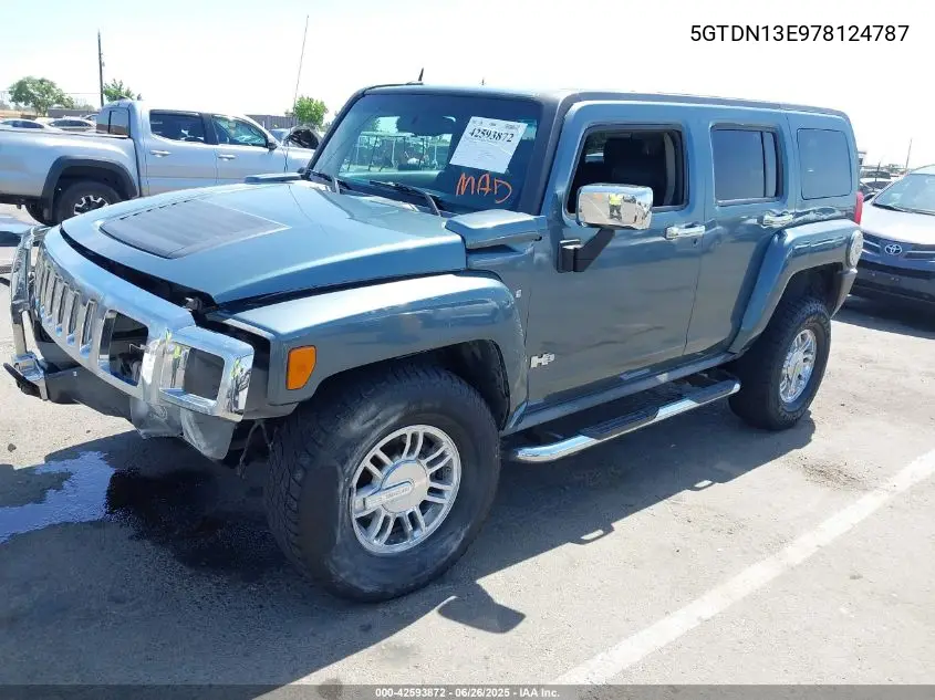 2007 Hummer H3 Suv VIN: 5GTDN13E978124787 Lot: 42593872
