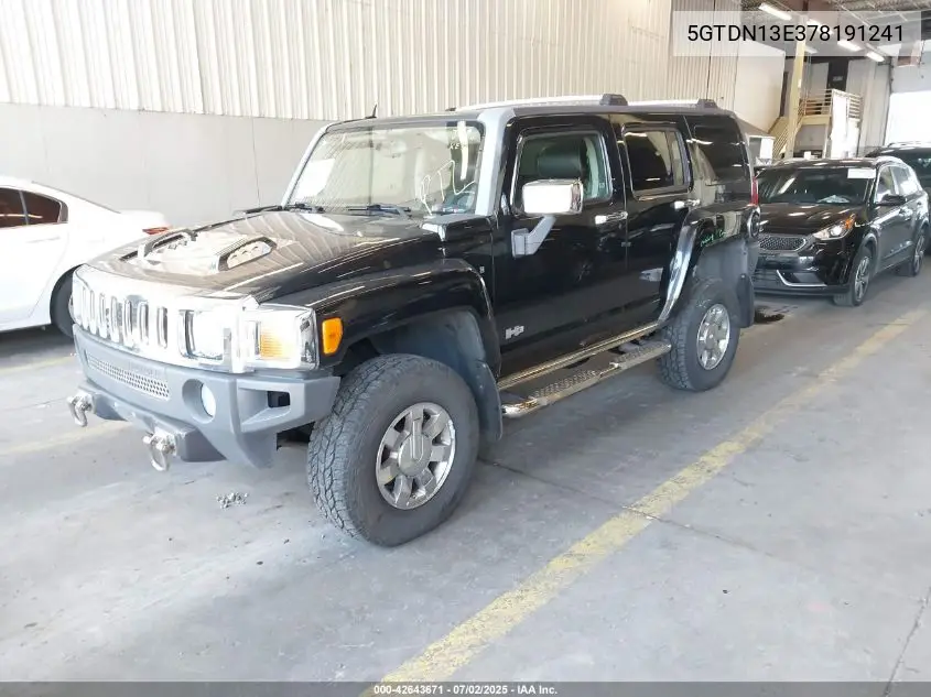 2007 Hummer H3 Suv VIN: 5GTDN13E378191241 Lot: 42643671