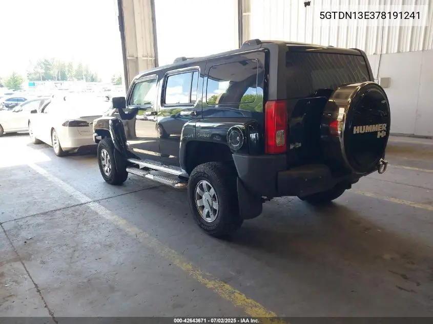 2007 Hummer H3 Suv VIN: 5GTDN13E378191241 Lot: 42643671