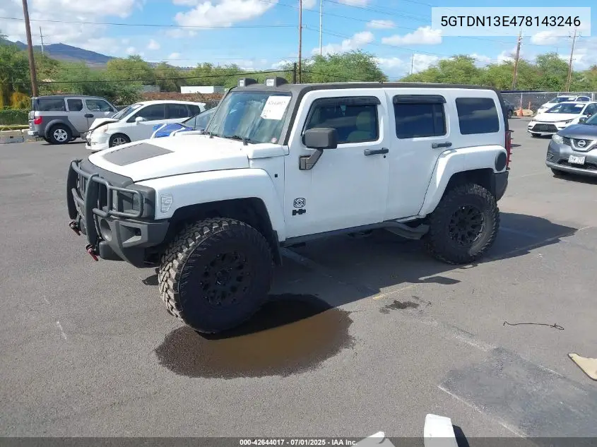 2007 Hummer H3 Suv VIN: 5GTDN13E478143246 Lot: 42644017