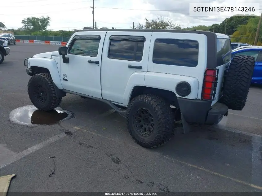 2007 Hummer H3 Suv VIN: 5GTDN13E478143246 Lot: 42644017