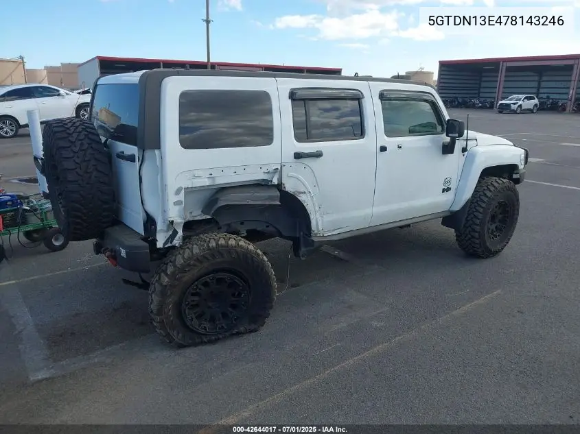 2007 Hummer H3 Suv VIN: 5GTDN13E478143246 Lot: 42644017