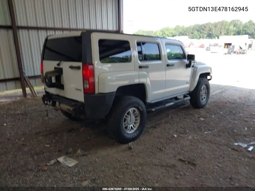 2007 Hummer H3 Suv VIN: 5GTDN13E478162945 Lot: 42675289