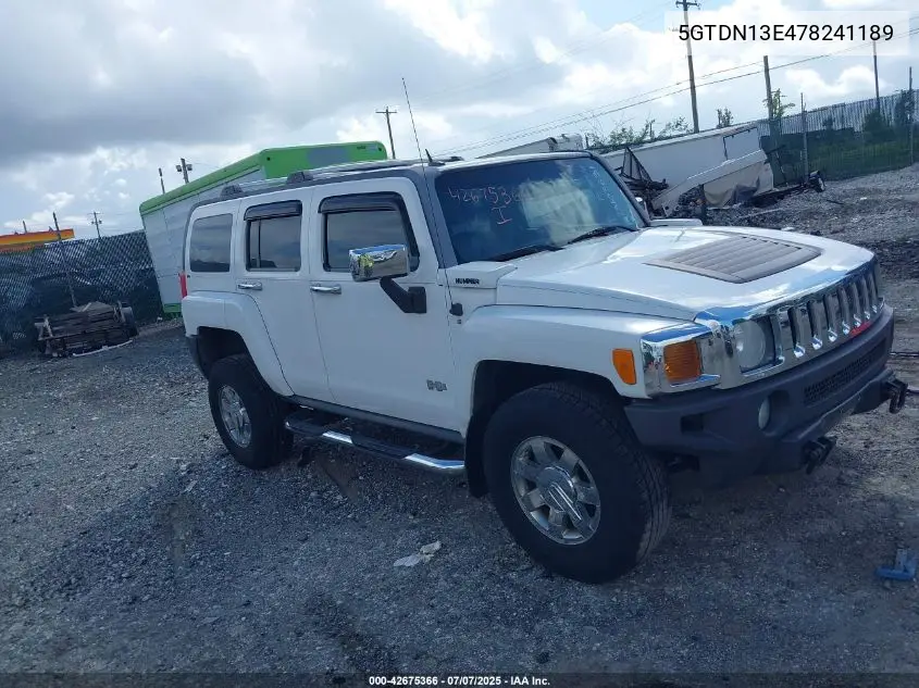 2007 Hummer H3 Suv VIN: 5GTDN13E478241189 Lot: 42675366
