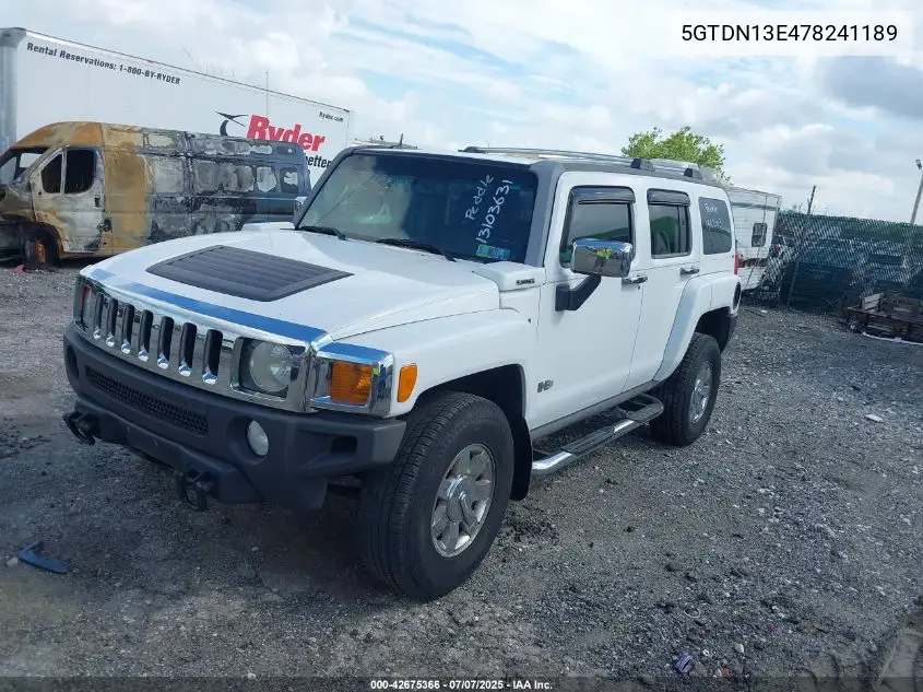2007 Hummer H3 Suv VIN: 5GTDN13E478241189 Lot: 42675366