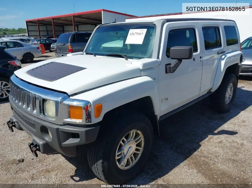 2007 Hummer H3 Suv VIN: 5GTDN13E078152865 Lot: 42679465