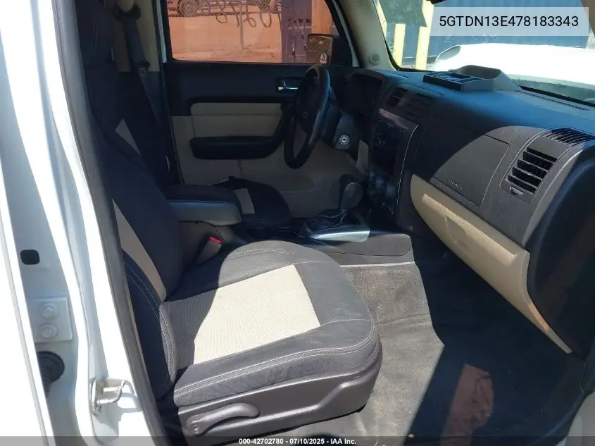2007 Hummer H3 VIN: 5GTDN13E478183343 Lot: 42702780