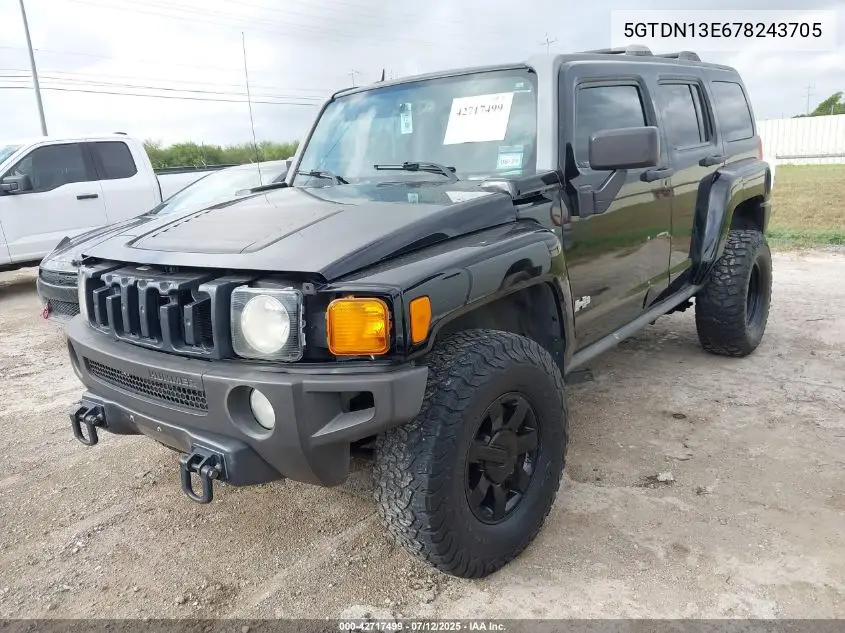 2007 Hummer H3 Suv VIN: 5GTDN13E678243705 Lot: 42717499