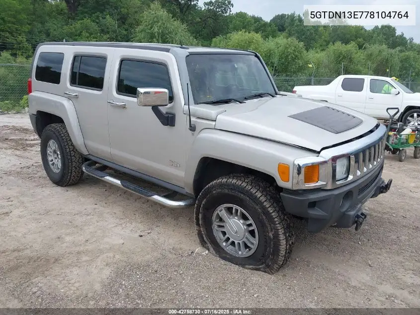 2007 Hummer H3 Suv VIN: 5GTDN13E778104764 Lot: 42758730