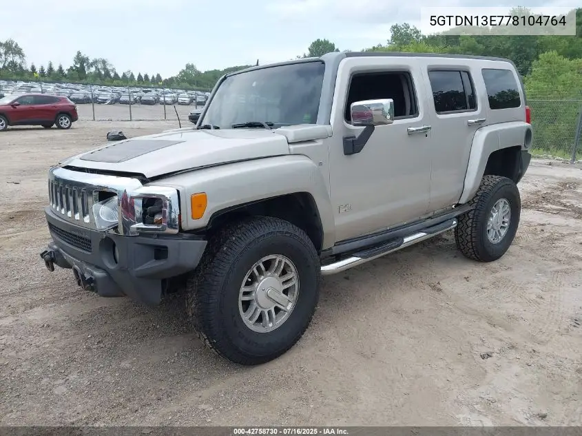 2007 Hummer H3 Suv VIN: 5GTDN13E778104764 Lot: 42758730
