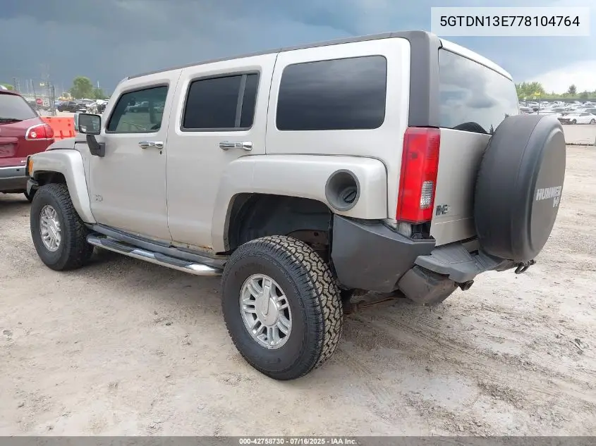 2007 Hummer H3 Suv VIN: 5GTDN13E778104764 Lot: 42758730