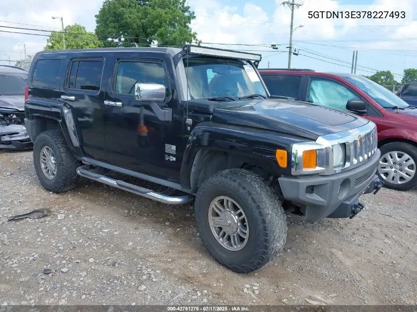 2007 Hummer H3 Suv VIN: 5GTDN13E378227493 Lot: 42761278