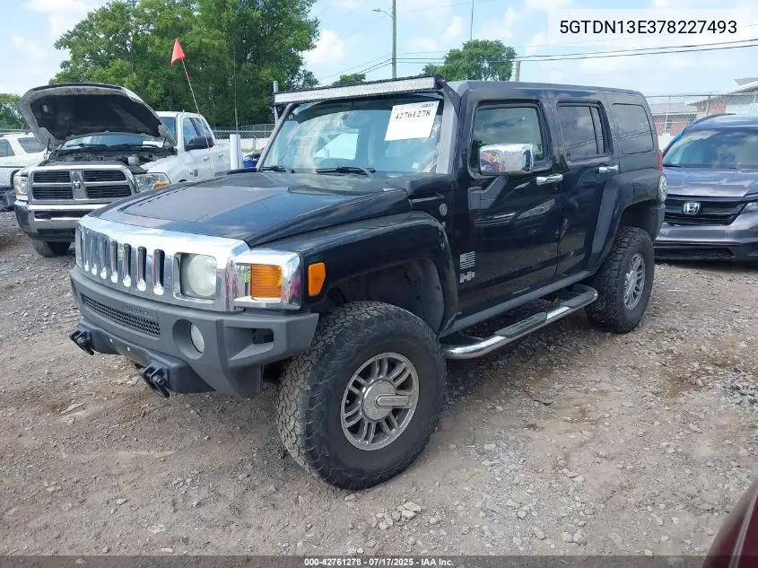 2007 Hummer H3 Suv VIN: 5GTDN13E378227493 Lot: 42761278