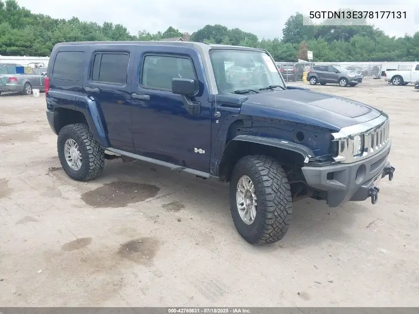 2007 Hummer H3 VIN: 5GTDN13E378177131 Lot: 42765631